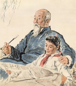 《給爺爺讀報(bào)》，97X80cm,1952年
