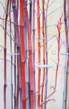 《叢竹紅玉》 102 x 66 cm 紙本水彩 2016
