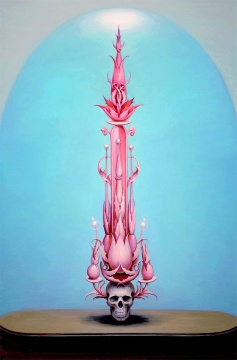 《植物塔之一（向Jerome Bosch致敬）》 146 × 97 cm? 布面油畫 2016

