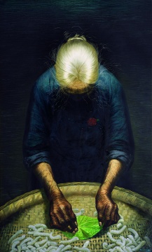 ?羅中立 《春蠶》 220x148cm 布面油彩 1980年
?羅中立 《春蠶》 220x148cm 布面油彩 1980年