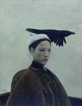 ?何多苓《烏鴉是美麗的》89.9x70cm 布面油彩 1988年
?何多苓《烏鴉是美麗的》89.9x70cm 布面油彩 1988年