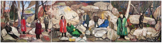 《寒林圖》250×300cm+250×350cm+250×300cm 布面油畫 2017 

