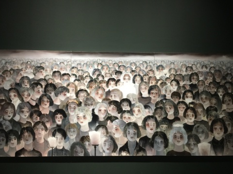 王小雙 《面孔-5》 150×360cm 布面丙烯 2014-2015
