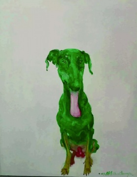 周春芽 《綠狗》布面油畫 40x50cm  2003
