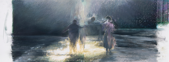 劉海辰《Farewell Fog》36x96cm 紙本油畫棒 2018
