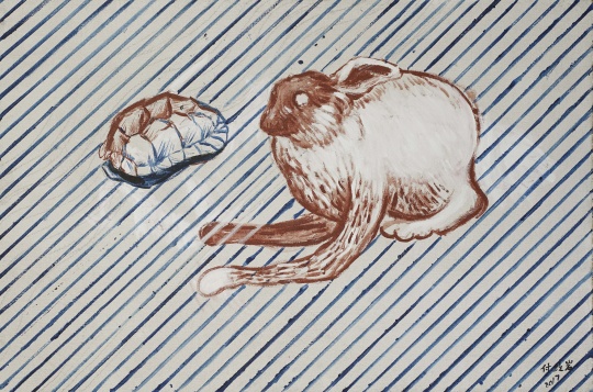 《烏龜與兔子》  布面丙烯  120x80cm  2018
