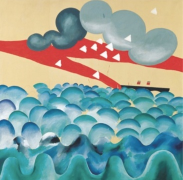 大衛(wèi)·霍克尼 《橫渡大西洋》 183×183cm  布面油彩 1965
