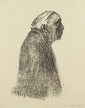 凱綏·珂勒惠支 《面朝右側(cè)自畫像》 48×29.5cm 石版 1938
