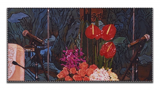 楊振中《靜物與風(fēng)景 #16》 油畫 76×150 cm 2018
