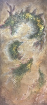 簡(jiǎn)志剛 《神出土·競(jìng)蛻》 210×97cm 綜合材料  2018
