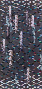 《螺旋立柱（282）》 170 x 80cm 布面丙烯、粉筆、油畫  2018      
 
