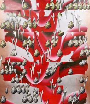《逃逸路線3》210 x 180cm 布面丙烯、噴漆、油畫  2018      
