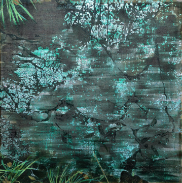 《白日夢(mèng)境·1》140×140cm 大漆、苧麻、木屑 2018
