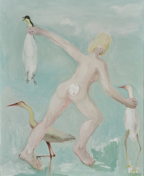 《三只鳥》160×130cm 布面油畫 2018
