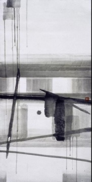 《無題-作品48-87》 宣紙、水墨 137x68cm 1987
