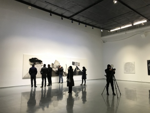 “被遮蔽的桃花源”尚揚(yáng)作品前
