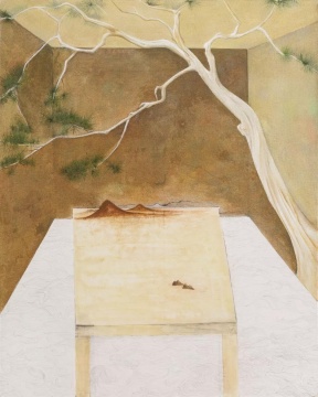 尹朝輝《內(nèi)境》168x135cm 布面蛋彩、油畫、墨 2018 
