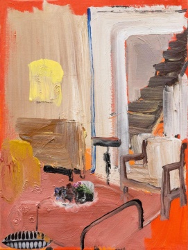 尹朝宇《家居》 40x30cm布面油畫、丙烯、拼貼 2018  
