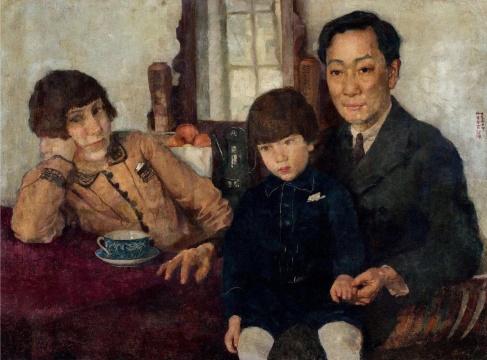 徐悲鴻《楊仲子全家?！凡济嬗筒?59.5x79.5cm 1928
