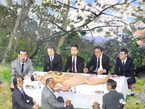  

劉小東 《櫻花樹(shù)下》195x260cm 布面油畫(huà) 2007
