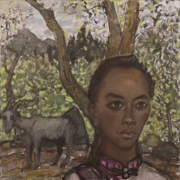 毛旭輝《圭山的牧羊女》  60×60cm  布面油畫  2019.4
