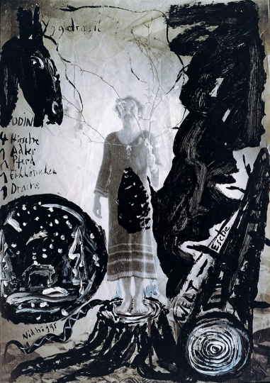 《世界樹》 82.6×58.7cm 攝影照片、水彩、丙烯 1980
