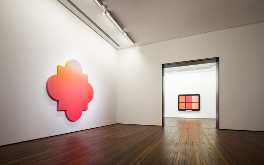 美國(guó)80后藝術(shù)家Alex Israel（亞歷克斯·伊斯雷爾）的作品《無(wú)題（平面）》和Sylvie Fleury（西爾維·夫拉里）的作品右（）
