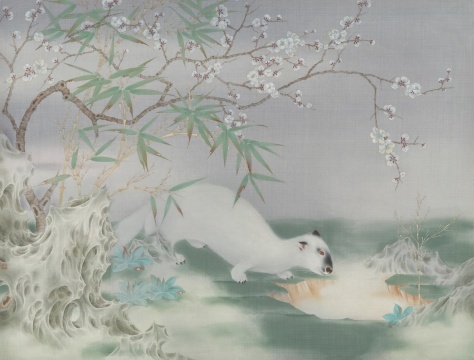 王昊《寒山浮翳》92x70cm絹本重彩 2019
