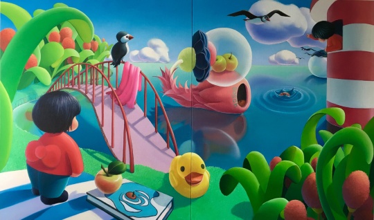 《博斯號帶起的漣漪 》  布面油畫  160x130cm x2 2019
