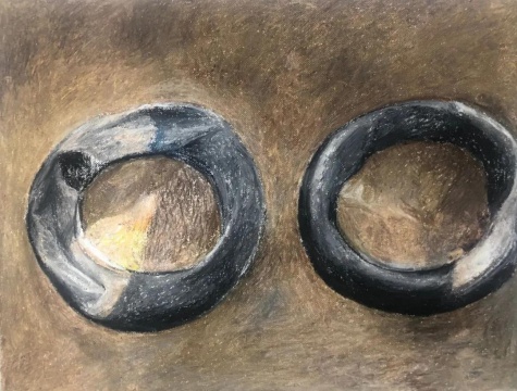 席丹妮《兩個終點(diǎn)》 30x40cm 布上油畫棒   2020
