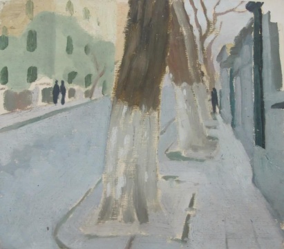 馬可魯《街景》23x19.5cm 紙本油畫 1972
