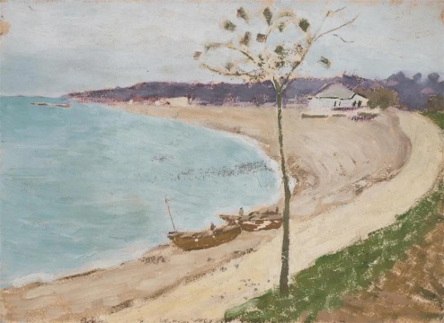 馬可魯《北戴河》26.3x19.3cm 紙本油畫 1975
