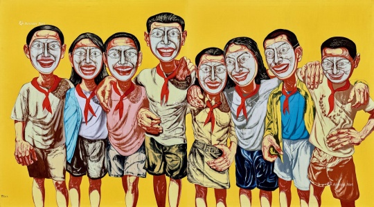 曾梵志《面具系列 1996 No. 6》  199×358.6cm 油彩畫布 1996
成交價(jià)：1.61億元，刷新藝術(shù)家個(gè)人拍賣紀(jì)錄
拍前估價(jià)待詢，2020北京永樂夏拍
