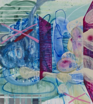 張季 《嘩啦啦，喉漏漏，滋滋滋。》200×180cm 布面丙烯油畫 2020 
