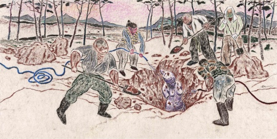 《黃昏》 69×137cm 紙上色粉 2020
