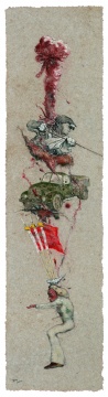 《四平大馬》200×50㎝ 紙本色粉 2014
