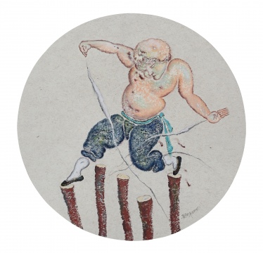 《梅花樁》52×52㎝ 紙本色粉 2015
