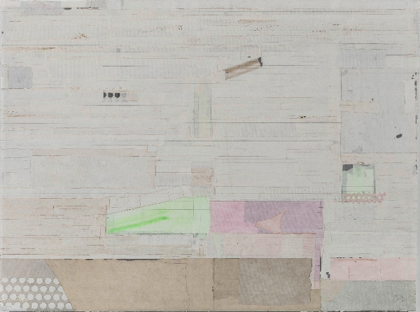 梁銓 《喝茶去》 90×120cm 茶、色、墨、宣紙拼貼 2011
