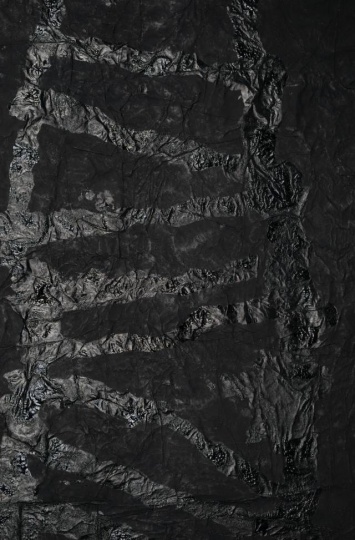 楊詰蒼 《天梯》（局部） 193.5×130cm 墨、宣紙、紗布、高麗紙 1992
