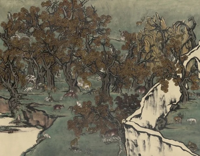 楊詰蒼 《芥子園 1》 95.5×121.5cm 墨、礦物彩、絹，裱于布面 2010
