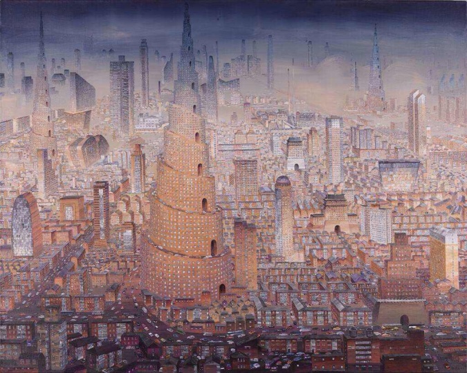 張弓 《巴別塔》 112x145cm 布面丙烯 2011
