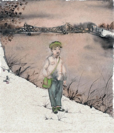 劉慶和 《青春的海河畔》 65x55cm 紙本水墨  2014
