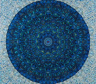 和美術(shù)館館藏 《神圣》 達(dá)明安·赫斯特 蝴蝶拼畫(huà)，2007 ，?和美術(shù)館
