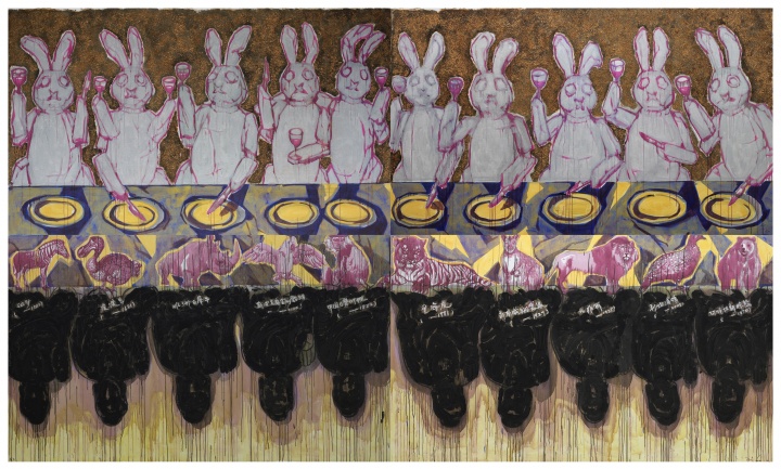 陳曦 《10位饕餮者》 180×300cm×4  布面丙烯  2017
