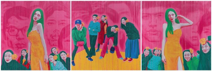 俸正杰 《流逝與遮蔽——第N代人（三聯(lián)畫）》 210×210cm×3 2020-2021

 
