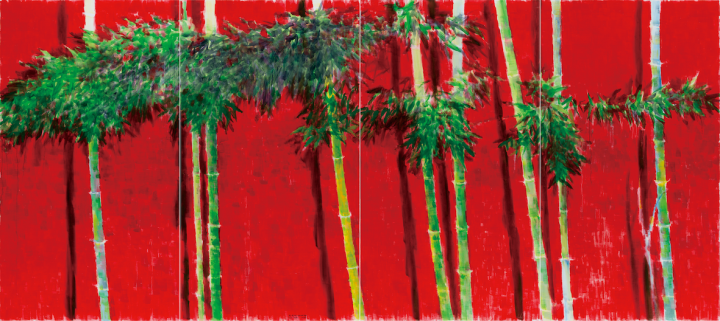 沈小彤 《說竹 . 2017 no.2 》  260×580cm （四聯(lián)） 布上油畫  2017
