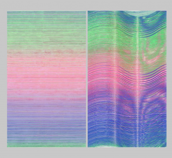 楊冕 《RGB -視覺暫留那一刻之二》190×110cm 布面丙烯 2021
