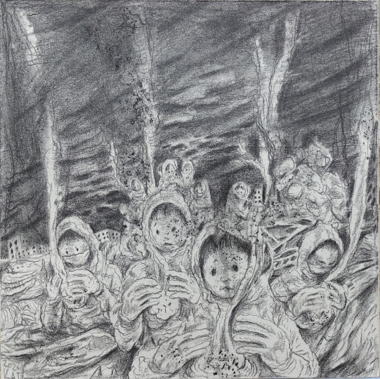 李繼開 《煙》50×50cm 布面素描  2020
