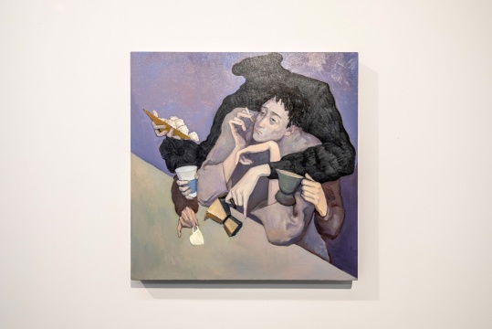 李然《密切接觸》 布面油畫 100 x 100cm 2021 
