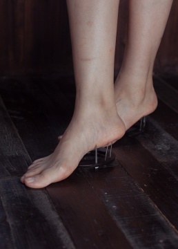 陳丹笛子,《情感的轉(zhuǎn)化》 馬蹄鐵、蹄釘、金屬清漆、數(shù)碼微噴 100個直徑10-14cm的馬蹄鐵、攝影作品微噴于鋁100×72cm 2020
